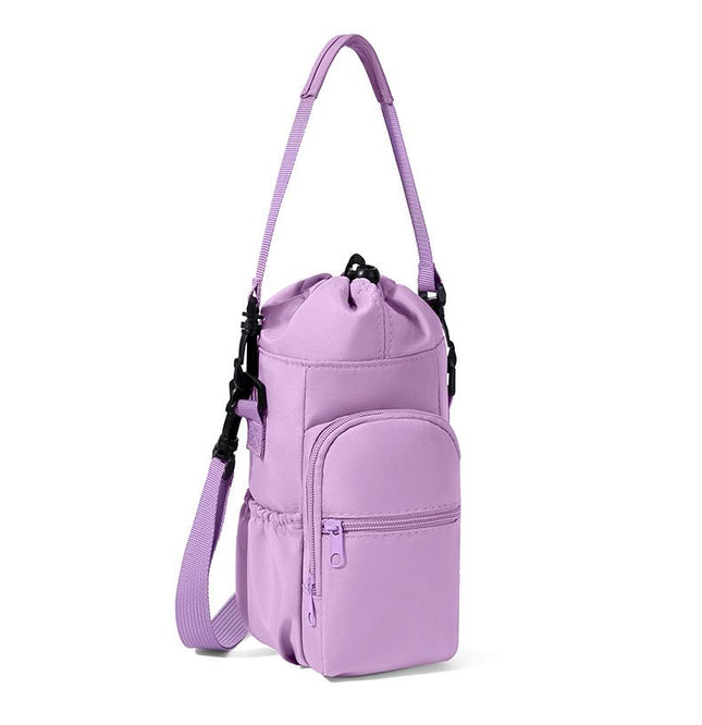 2-Pack Purple Muti-Pockets Insulated Water Bottle Holder and Adjustable Phone Crossbody Bag 40oz