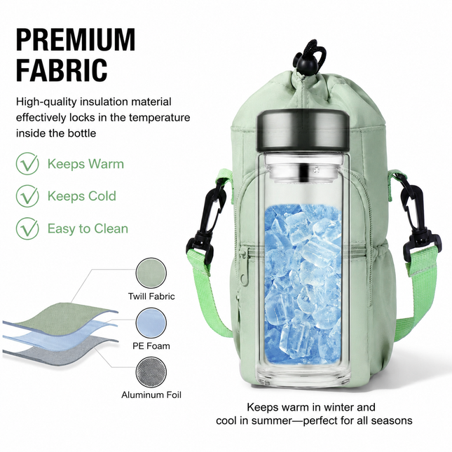 2-Pack Purple Muti-Pockets Insulated Water Bottle Holder and Adjustable Phone Crossbody Bag 40oz – product detail