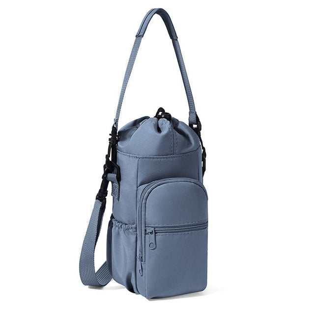 2-Pack Grey Muti-Pockets Insulated Water Bottle Holder and Adjustable Phone Crossbody Bag 40oz