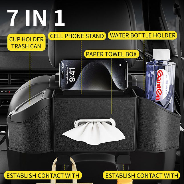 Middle Black Multifunctional Car Seat Back Storage Boxand Trash Can PVC Leather Vehicle Hanging – product detail