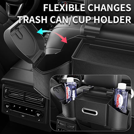Hermes Orange Multifunctional Car Seat Back Storage Boxand Trash Can – PVC Leather Vehicle Hanging Organizer with Tissue Box Holder, Cup Holder, Phone Stand and Dual Hooks for Tidy Daily Commuting & Road Trip