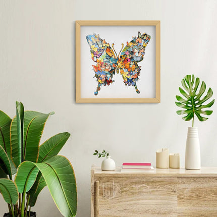 Enchanting Butterfly Wooden Jigsaw Puzzle for Adults - Creative Unique Shaped 3D Wooden Puzzle Wall Art, Parent-Child Educational DIY Craft Gift, M Size 118 Pieces 8.4 x 8.3"