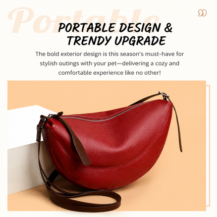 Black Stylish Genuine Leather Crescent Shape Shoulder Bag for Women Compact Grained Cowhide – product features