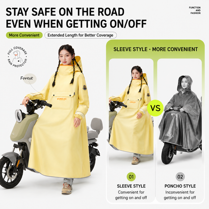 Purple Full Coverage & Extended Cycling Hooded Rain Poncho with Detachable Shoe Covers, L Size – Thickened Waterproof Oxford Motorcycle Raincoat with Face-Protection Elastic Collar, Large Storage Pocket and Foldable Sleeve Cover for Men Women Outdoor Use