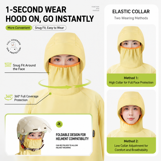 White Full Coverage & Extended Cycling Hooded Rain Poncho with Detachable Shoe Covers L Size – product detail