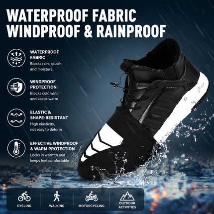 Royal Blue Waterproof Windproof Cycling Shoe Covers & Long Half Rain Pants Set – 2 Pairs Nonslip Reflective Half Toe Shoe Covers and 1 Pair Quick Pull-On Adjustable Leg Covers 3XL for Commuting, Hiking and Outdoor Riding