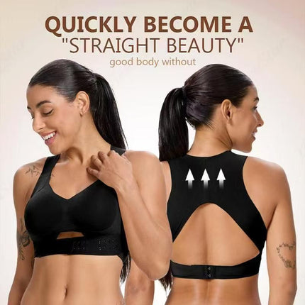 XL Size Black Wireless Posture Support Sports Full Coverage Bra for Women High Elastic Seamless