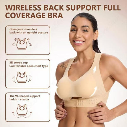 XL Size Black Wireless Posture Support Sports Full Coverage Bra for Women High Elastic Seamless – product detail