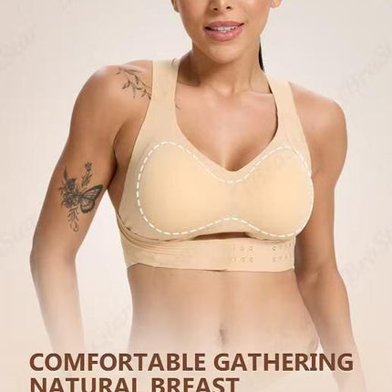 XL Size Black Wireless Posture Support Sports Full Coverage Bra for Women High Elastic Seamless – shape and profile