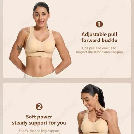 XL Size Black Wireless Posture Support Sports Full Coverage Bra for Women High Elastic Seamless – product perspective