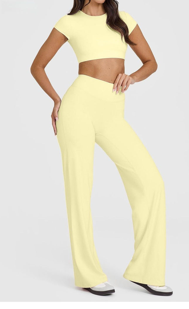 L Size Yellow High Waisted Flare Yoga Pants for – product detail