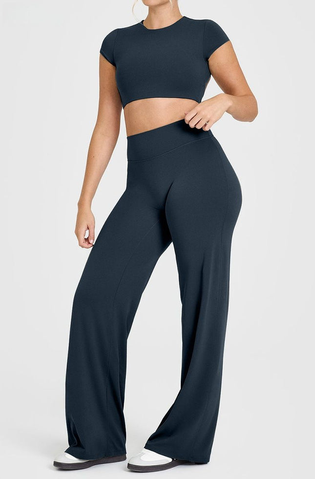 M Size Blueberry Color High Waisted Flare Yoga Pants for – product detail