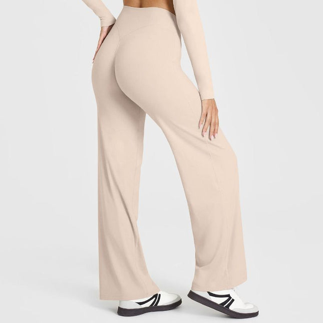 M Size Apricot High Waisted Flare Yoga Pants for V888-ELOSUNG52893