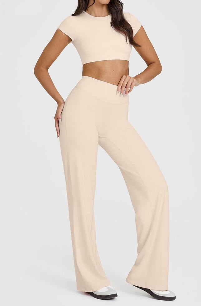 L Size Apricot High Waisted Flare Yoga Pants for – product detail
