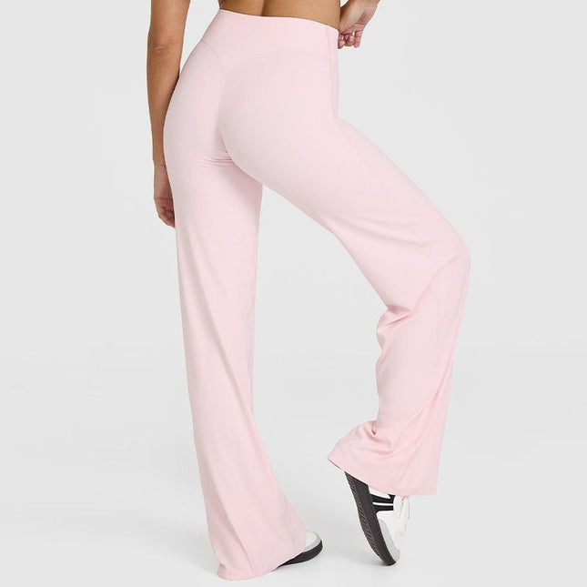 L Size Pink High Waisted Flare Yoga Pants for V888-ELOSUNG52902