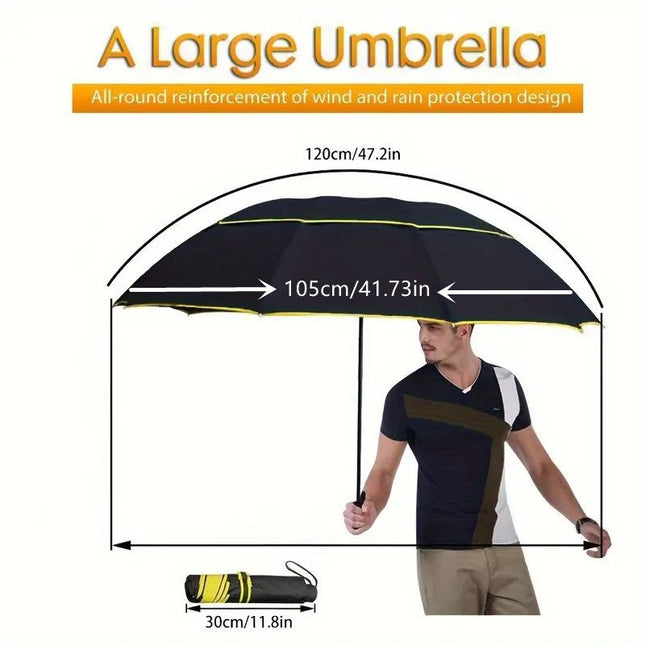 Wine Red Compact 3-Fold Automatic Golf Umbrella (Dia 42 Inch) Plus Waterproof Thermal Half Shoe – product detail