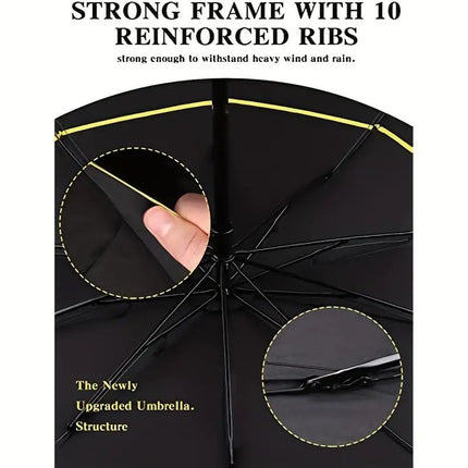 Wine Red Compact 3-Fold Automatic Golf Umbrella (Dia 42 Inch) + Waterproof Thermal Half Shoe Covers (L Size) with Anti Slip Elastic Strap– Windproof & Stainproof Full Body Rain Protection Kit for Golf, Cycling and Outdoor Activities