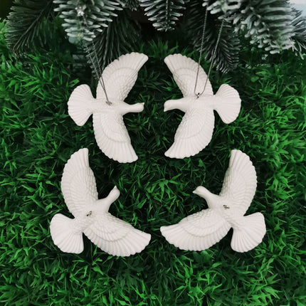 Crystal Flat Dove Christmas Ornament Set (30 PCS) – Elegant Peace Dove Hanging Pendant, Wedding Party Window Display Decor and Holiday Tree Accessories