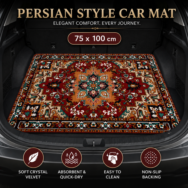 Style 1 Soft Crystal Velvet Waterproof Car Trunk Mat 75 x 100cm Retro Floral Persian V888-ELOSUNG52923