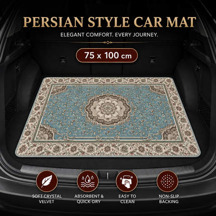 Style 2 Soft Crystal Velvet Waterproof Car Trunk Mat – 75×100cm Retro Floral Persian Cargo Liner with Non Slip Backing, Water Absorbent Quick Dry and Easy to Clean, Universal Auto Protector