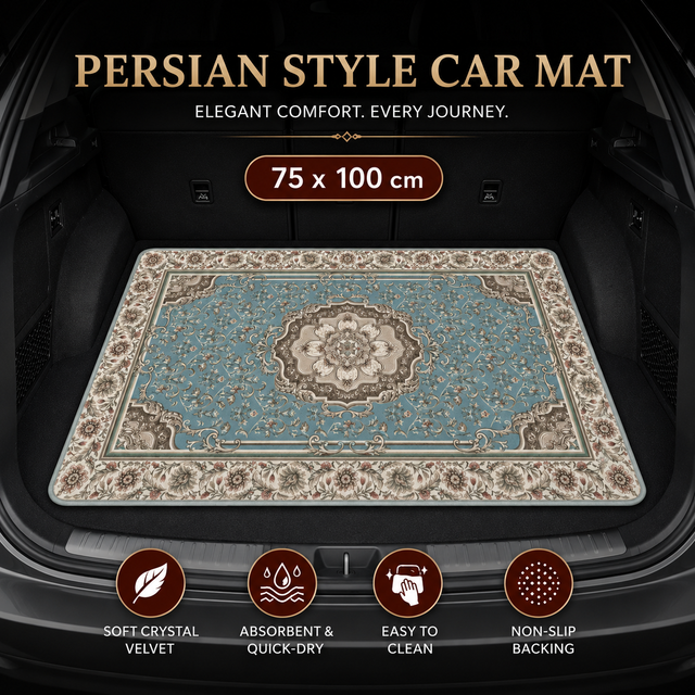 Style 2 Soft Crystal Velvet Waterproof Car Trunk Mat 75 x 100cm Retro Floral Persian V888-ELOSUNG52924