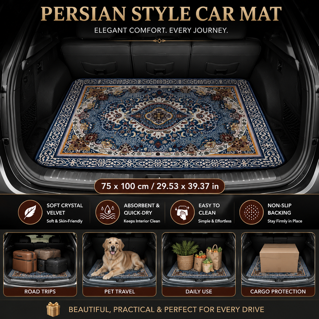Style 3 Soft Crystal Velvet Waterproof Car Trunk Mat 75 x 100cm Retro Floral Persian V888-ELOSUNG52925