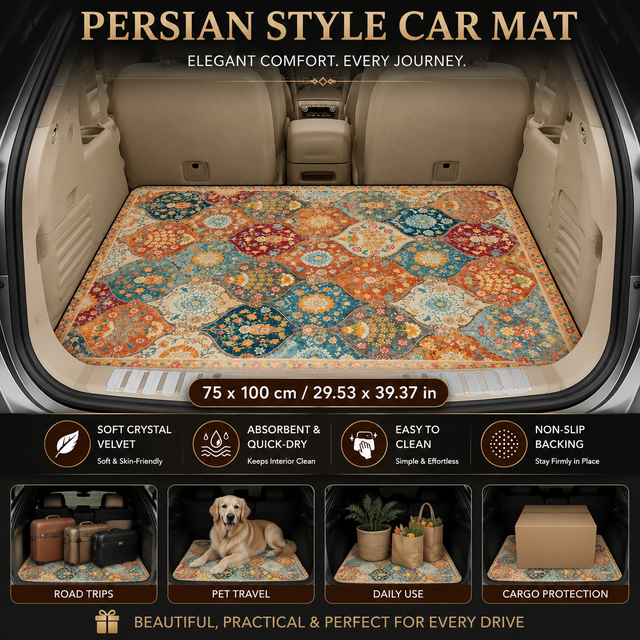 Style 4 Soft Crystal Velvet Waterproof Car Trunk Mat 75 x 100cm Retro Floral Persian V888-ELOSUNG52926