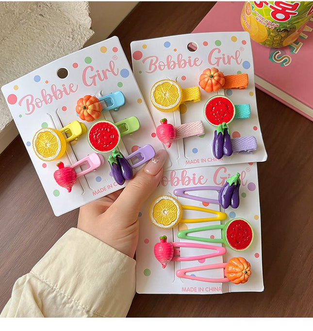 5-Piece Fruit Resin Hair Accessories Set with 5-Type Fruit Hair & Ear Clips Hair Ties – product detail