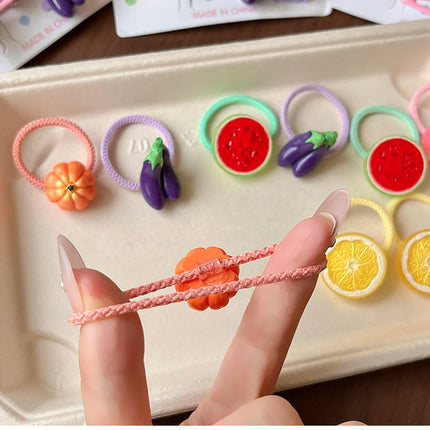 5-Piece Fruit Resin Hair Accessories Set with 5-Type Fruit Hair & Ear Clips, Hair Ties and Pearl Bracelet, Cute Colourful Summer Fruity Headwear Kit for Daily Wear, Party Styling and Girls Gift Giving