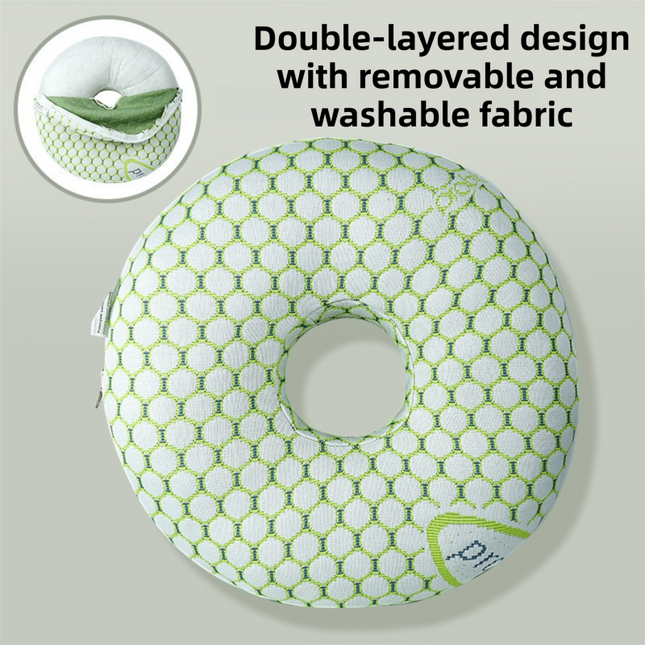 Green 30CM Round Ear Protection Pillow with Hole Design Milk Silk Removable Cover and PP