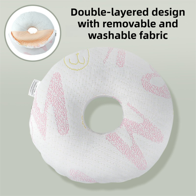 Pink 30CM Round Ear Protection Pillow with Hole Design Milk Silk Removable Cover and PP V888-ELOSUNG52936