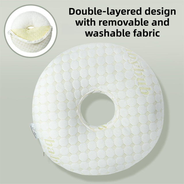 Gold 30CM Round Ear Protection Pillow with Hole Design Milk Silk Removable Cover and PP V888-ELOSUNG52937