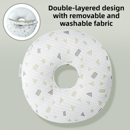 Boer Grey 30CM Round Ear Protection Pillow with Hole Design Milk Silk Removable Cover and