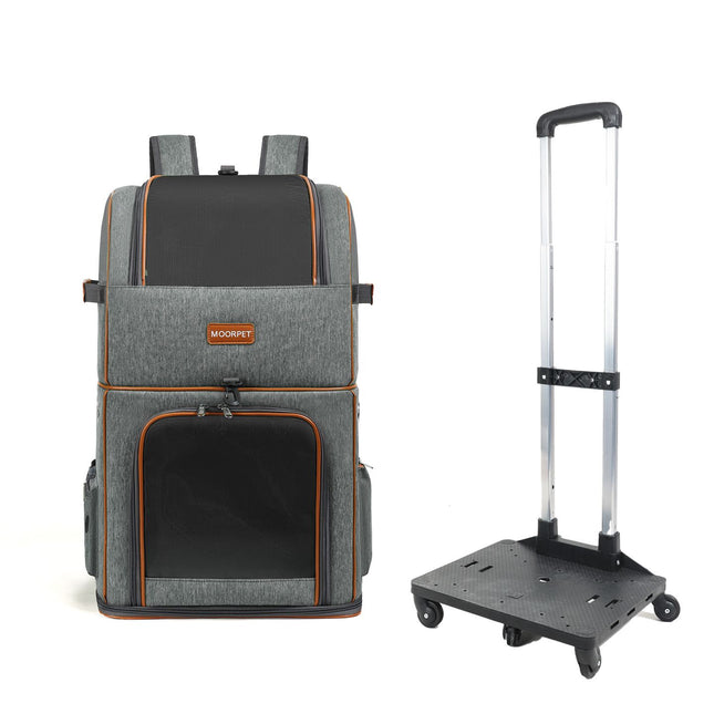 Grey Double Layer Pet Backpack and Trolley – product detail