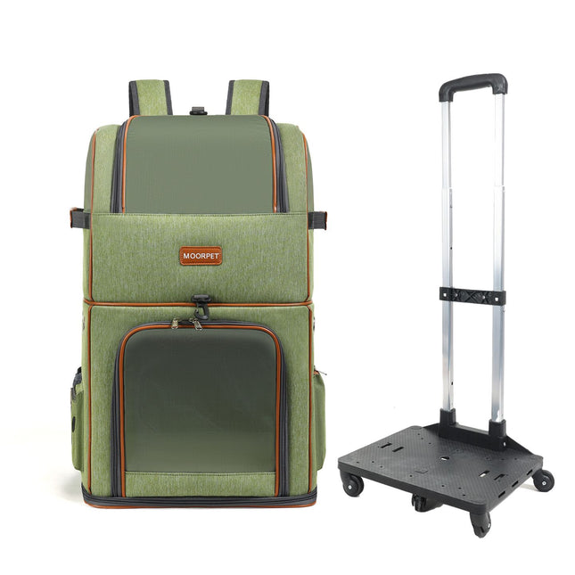 Green Double Layer Pet Backpack and Trolley – product detail