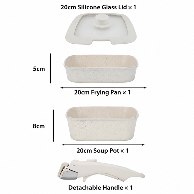 4 Piece Detachable Nonstick Aluminium Alloy Cookware Set (Dia – product detail