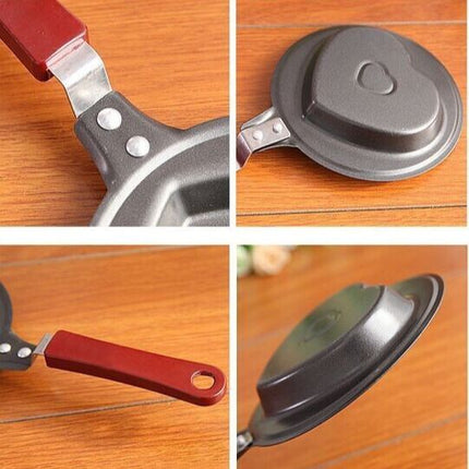 5 Piece Mini Nonstick Egg Frying Pan Set (Heart / Star / Blossom / Smile / Rabbit Cartoon Shapes) - 12cm Durable Carbon Steel Cookware with Heat-Resistant Handles for Eggs Pancakes Breakfast