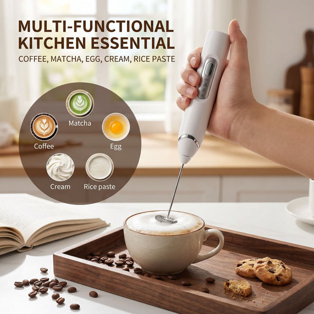J-17 Black Wireless Handheld Electric Milk Frother/Egg Beater with 2 Stainless Steel Heads 3-Speed Stable – product detail