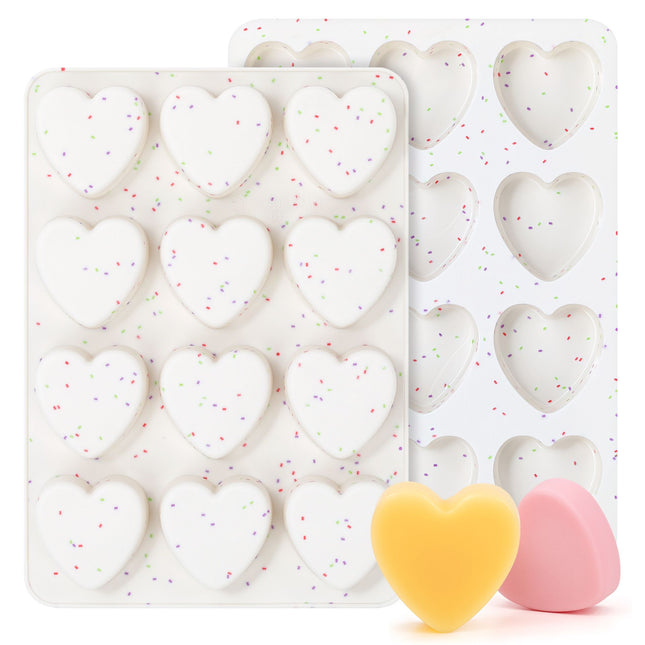 12 Cavity Heart Shaped Silicone Nonstick Easy Release Baking Molds(2PCS)