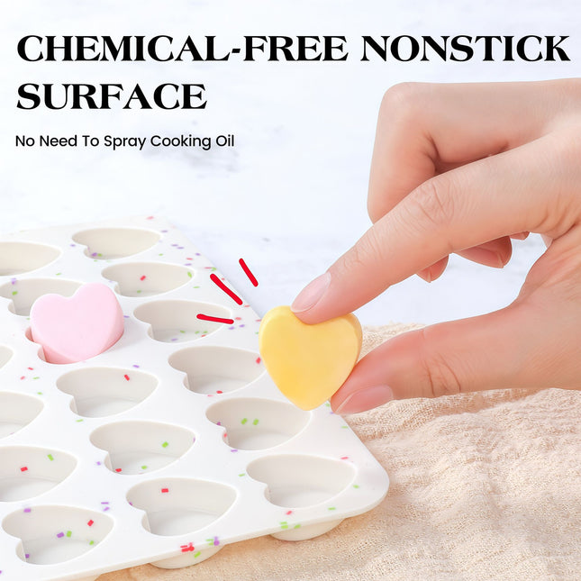 48 Cavity Heart Shaped Silicone Nonstick Easy Release Baking Molds(2PCS) – product detail