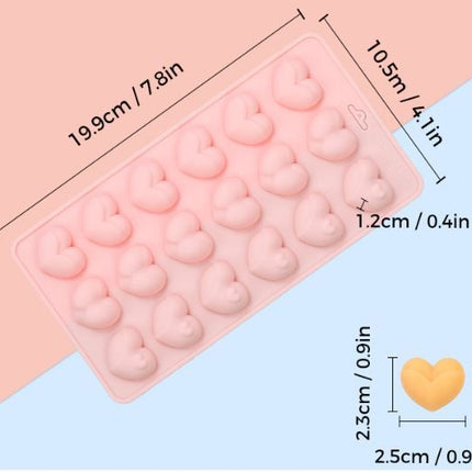2-Pack Purple 18 Cavity Heart Chocolate Flexible Silicone Nonstick Mould with 3 Heart Shapes - Oven Freezer Safe, Easy Release & Clean Dessert Tray for Candy Mousse Jelly Cake Baking