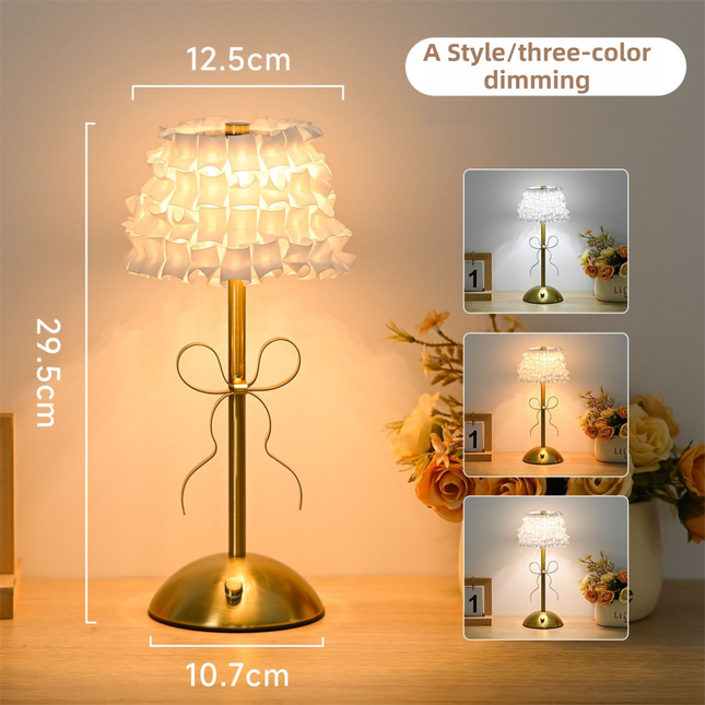 Creative Rechargeable Bow Table Lamp with Pleated Fabric V888-ELOSUNG52994
