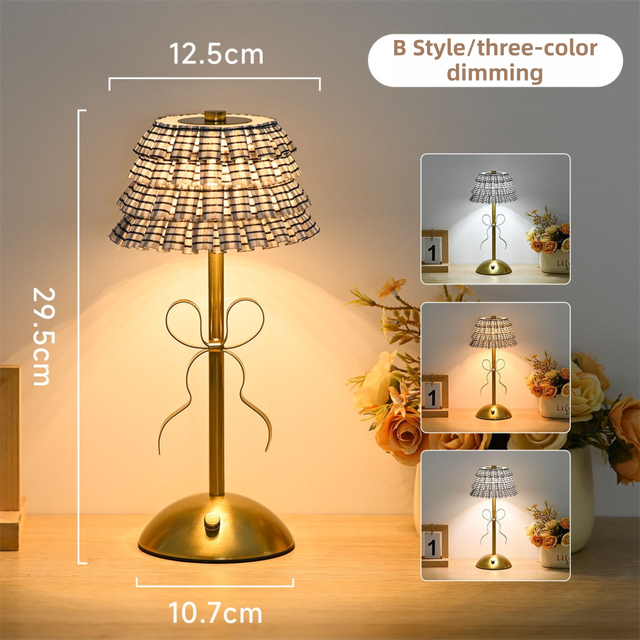 Creative Rechargeable Bow Table Lamp with Pleated Fabric V888-ELOSUNG52995