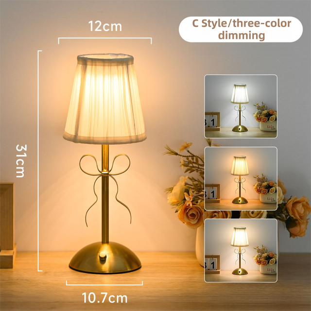 Creative Rechargeable Bow Table Lamp with Pleated Fabric V888-ELOSUNG52996
