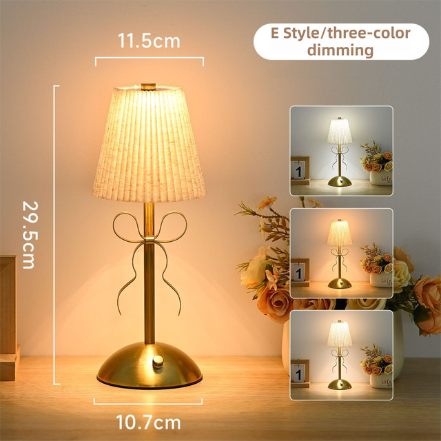Creative Rechargeable Bow Table Lamp with Pleated Fabric V888-ELOSUNG52998