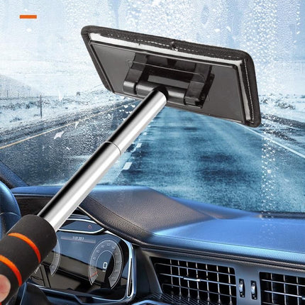 Black Telescopic Car Windshield Cleaning Brush with 3 Replacement Microfiber- Aluminium Alloy Extendable Handle, 180° Rotatable Microfibre Head, Anti-Fog & Streak-Free Glass Wiper for Car & Home Use, Soft Grip Foam Handle