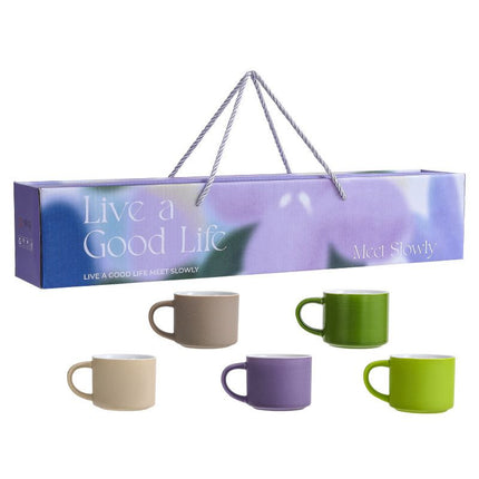 5-piece "Colorful One-Shot Mug" Ceramic Mug Set – Nordic color scheme, smooth handle, rounded rim, exquisite gift box – 80ml mini mugs, suitable for coffee, tea, espresso, and as a perfect gift.