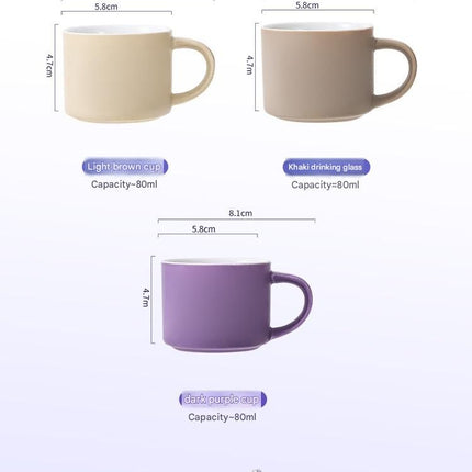 5-piece "Colorful One-Shot Mug" Ceramic Mug Set – Nordic color scheme, smooth handle, rounded rim, exquisite gift box – 80ml mini mugs, suitable for coffee, tea, espresso, and as a perfect gift.