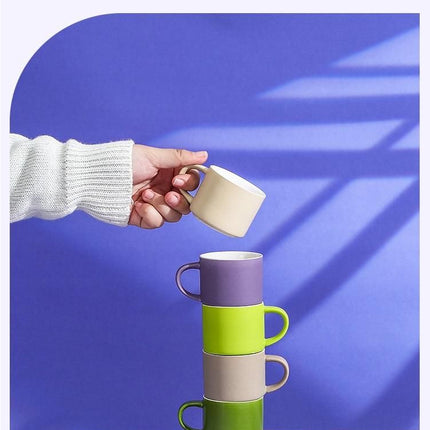 5-piece "Colorful One-Shot Mug" Ceramic Mug Set – Nordic color scheme, smooth handle, rounded rim, exquisite gift box – 80ml mini mugs, suitable for coffee, tea, espresso, and as a perfect gift.