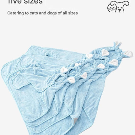 Pink L size Pet Drying Robe with Hood - Quick Dry Coral Fleece Towel for Dogs and Cats, Super Absorbent Bathrobe with Cute Rabbit Ears, Adjustable Fit for All Sizes, Easy to Wear and Machine Washable